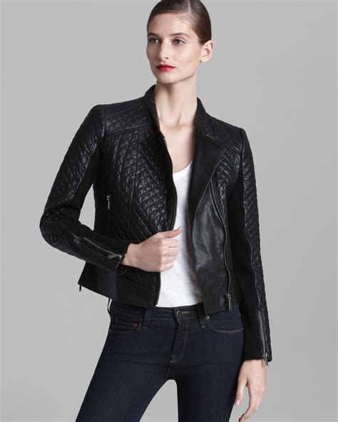 michael kors black zip sweater jacket womens|Michael Kors black leather jacket.